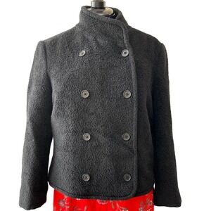 JOE FRESH wool black boucle textured double breasted jacket preppy blazer Size 6
